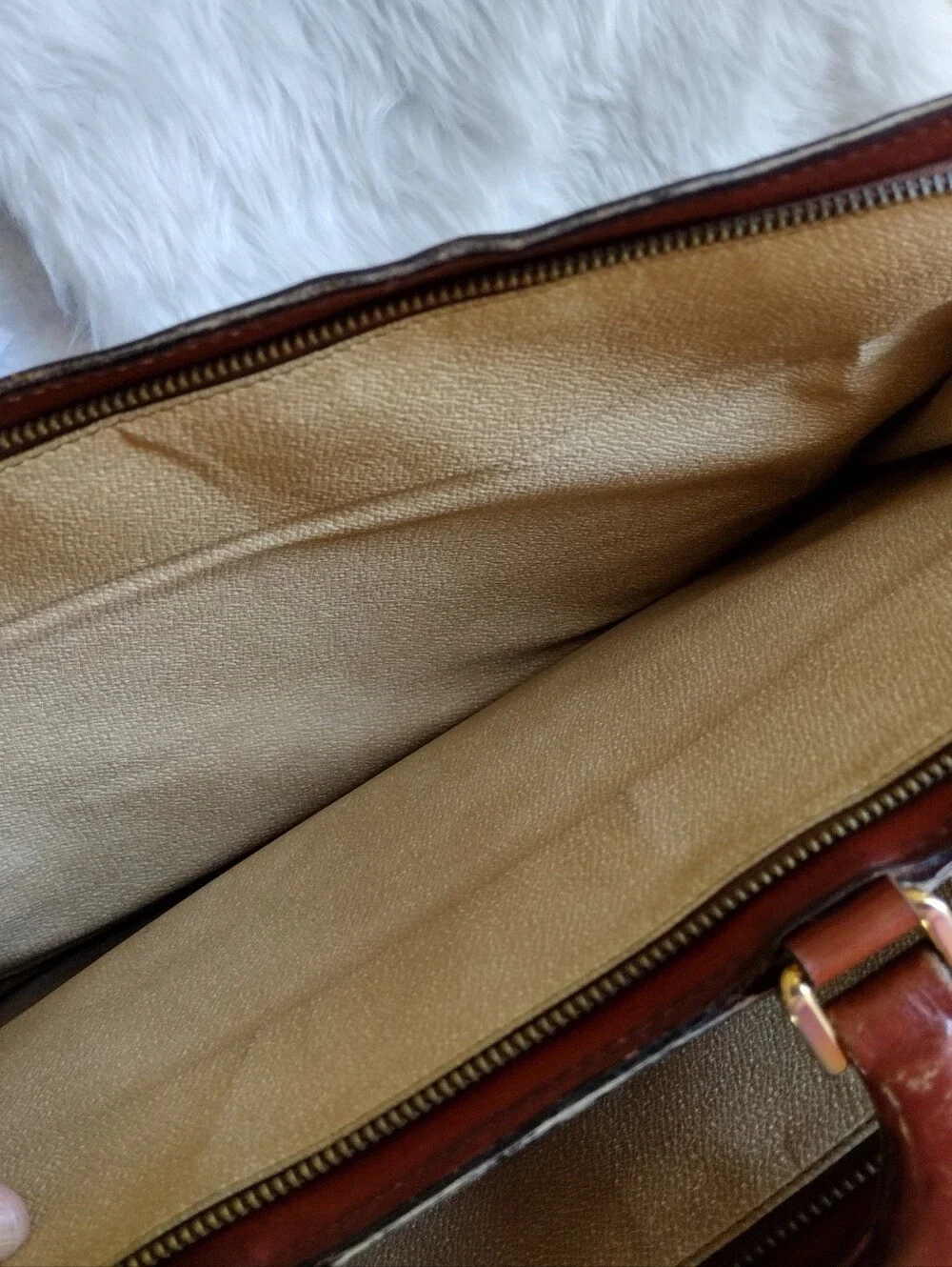 Men's Vintage Leather Briefcase Gold Hardware - Classic Professional Carry